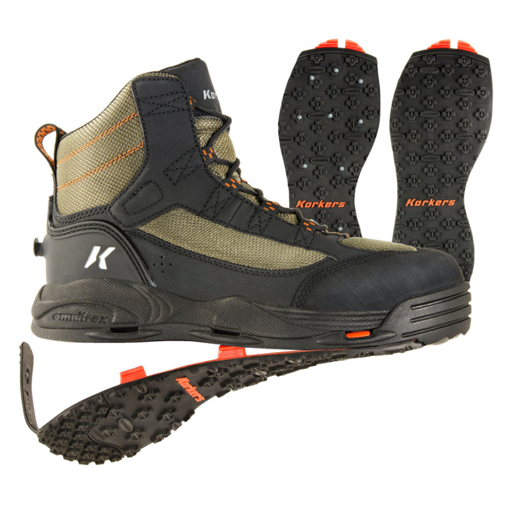 Korkers Greenback Wading Boot Kling-On &amp; Studded Kling-On