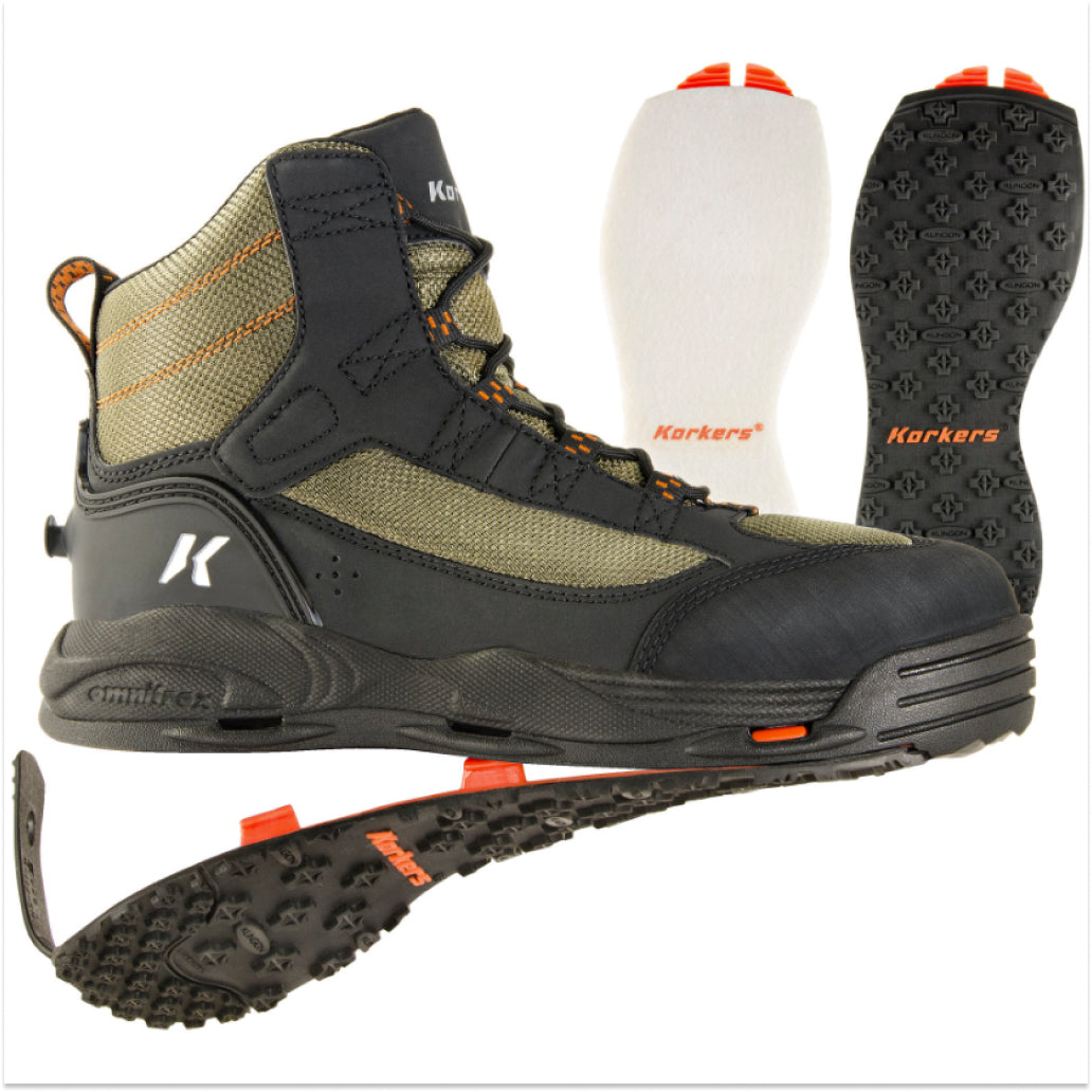 Korkers Greenback Wading Boot - Felt &amp; Kling-on